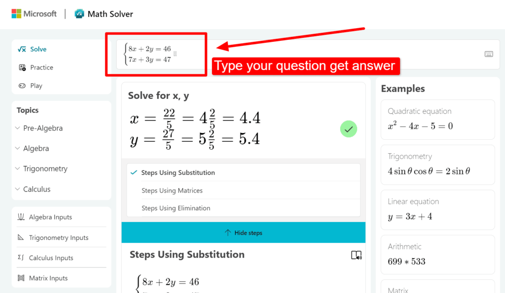 Microsoft Math Solver